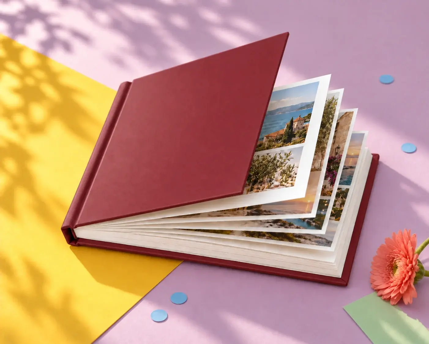 Puniji foto album sa otvorenim stranicama koji predstavlja Premium paket od 30 stranica